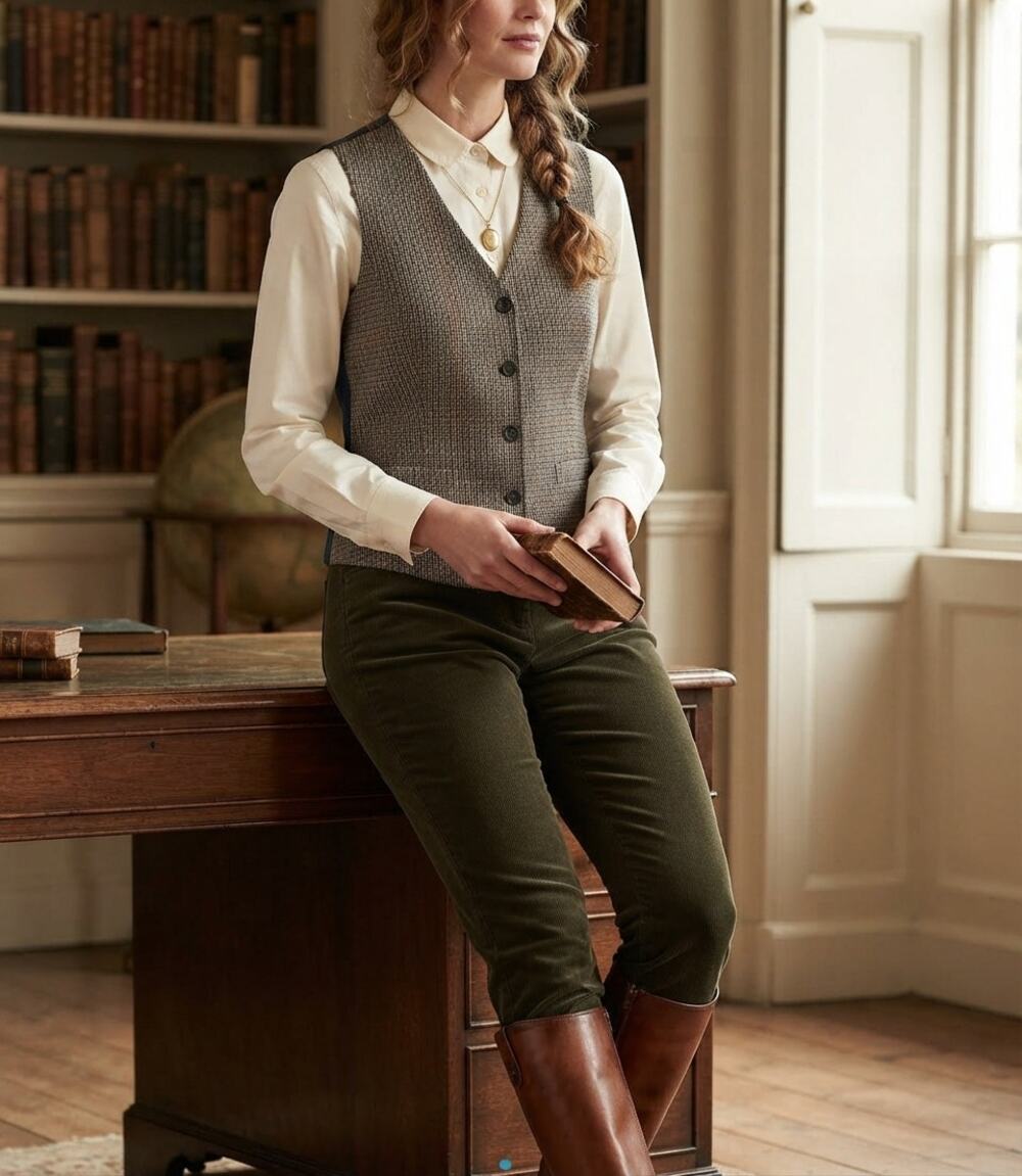Laura Ashley Vintage Wool Check Waistcoat Vest Made in GB Dark Academia Large